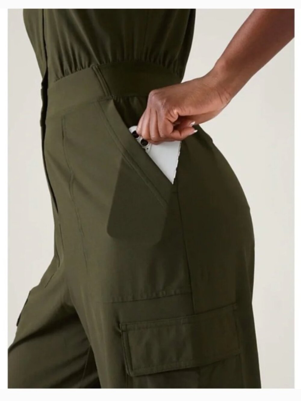 NWOT Athleta Brooklyn Utility Jumpsuit Women's 8 Aspen Olive Green #824834 - Picture 3 of 16